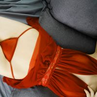 (情趣内衣)羞羞宝贝深V性感挂脖睡裙(红)